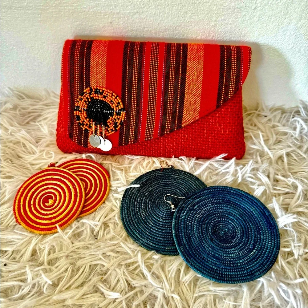 West African Beaded Straw Clutch